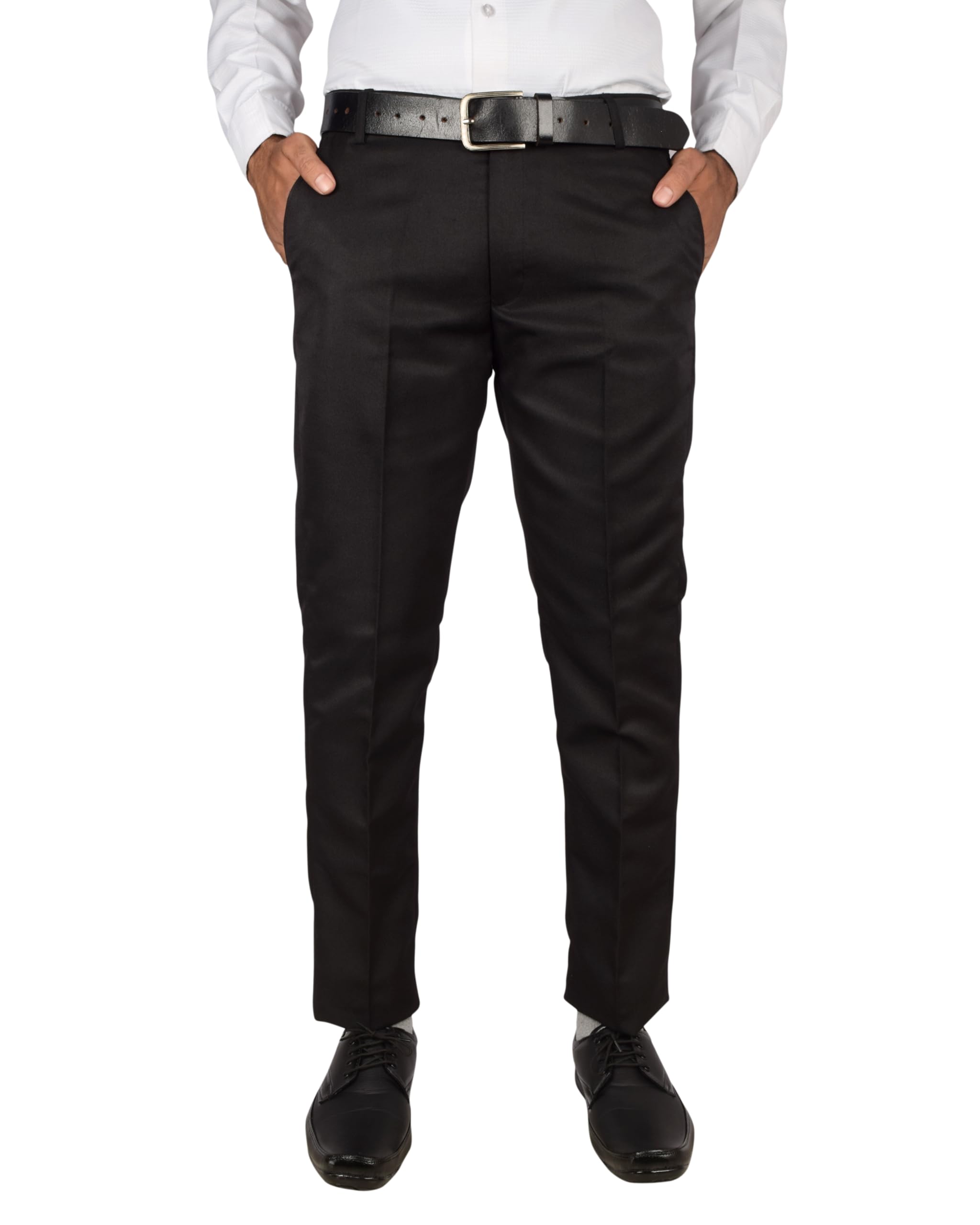 Formal Pant for Men Regular Slim Fit, Polyester Fabric Non-Stretchable Casual Pants Black-picture-11