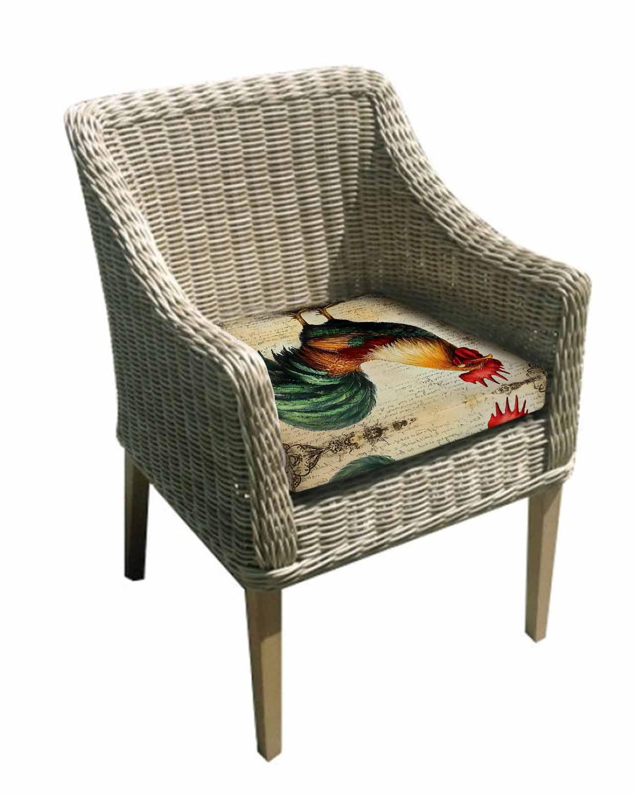 Hokiten Vintage Rooster Outdoor Cushion Chair Cover Set of 2 - Waterproof Couch Seat Covers, Retro Farmhouse Country Animal Patio Furniture Protector Cushions Slipcovers for Sofa/RV, 22