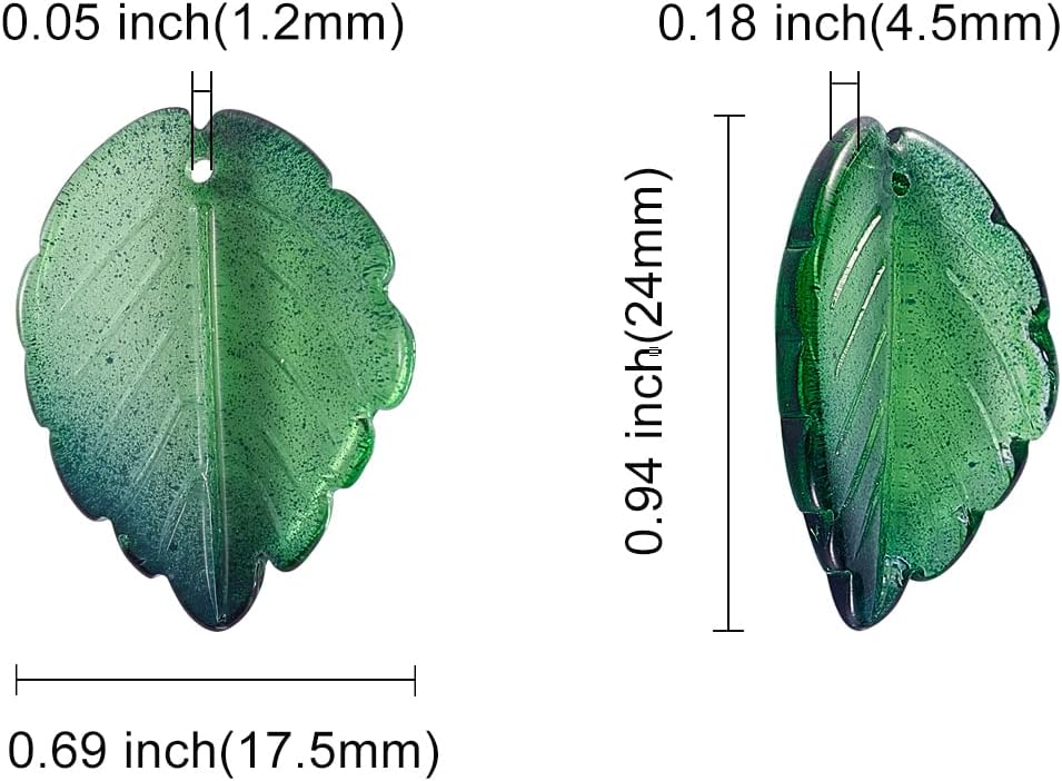 LiQunSweet 90 Pcs 9 Colors Crystal Glass Green Gold Leaf Charm Assorted for Necklace Bracelet Earrings Jewelry Making DIY Accessories - 24mm - Image 2