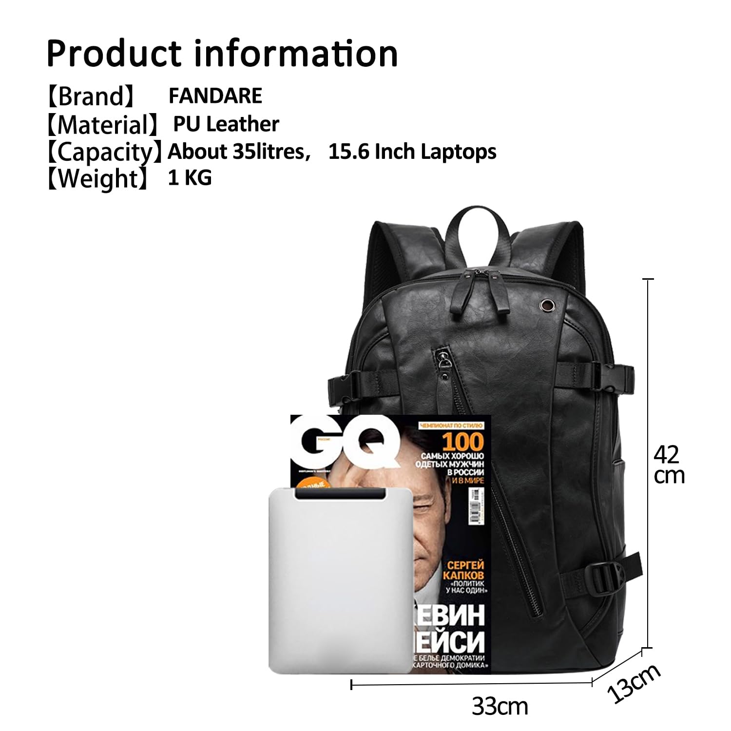 FANDARE Unisexe Sac À Dos Imperméable Sacs Scolaires Hommes Femmes Cartables Adolescent Sacs D'école Loisir Daypack Garçons Sacs de Voyage Outdoor Camping PU Pack