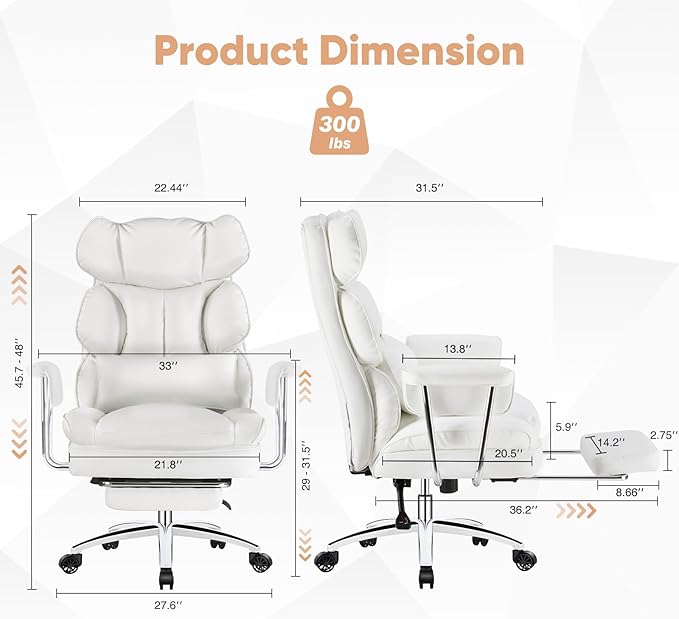 Silla de Oficina Ejecutiva Reclinable con Reposapiés y Sopor miniatura 3