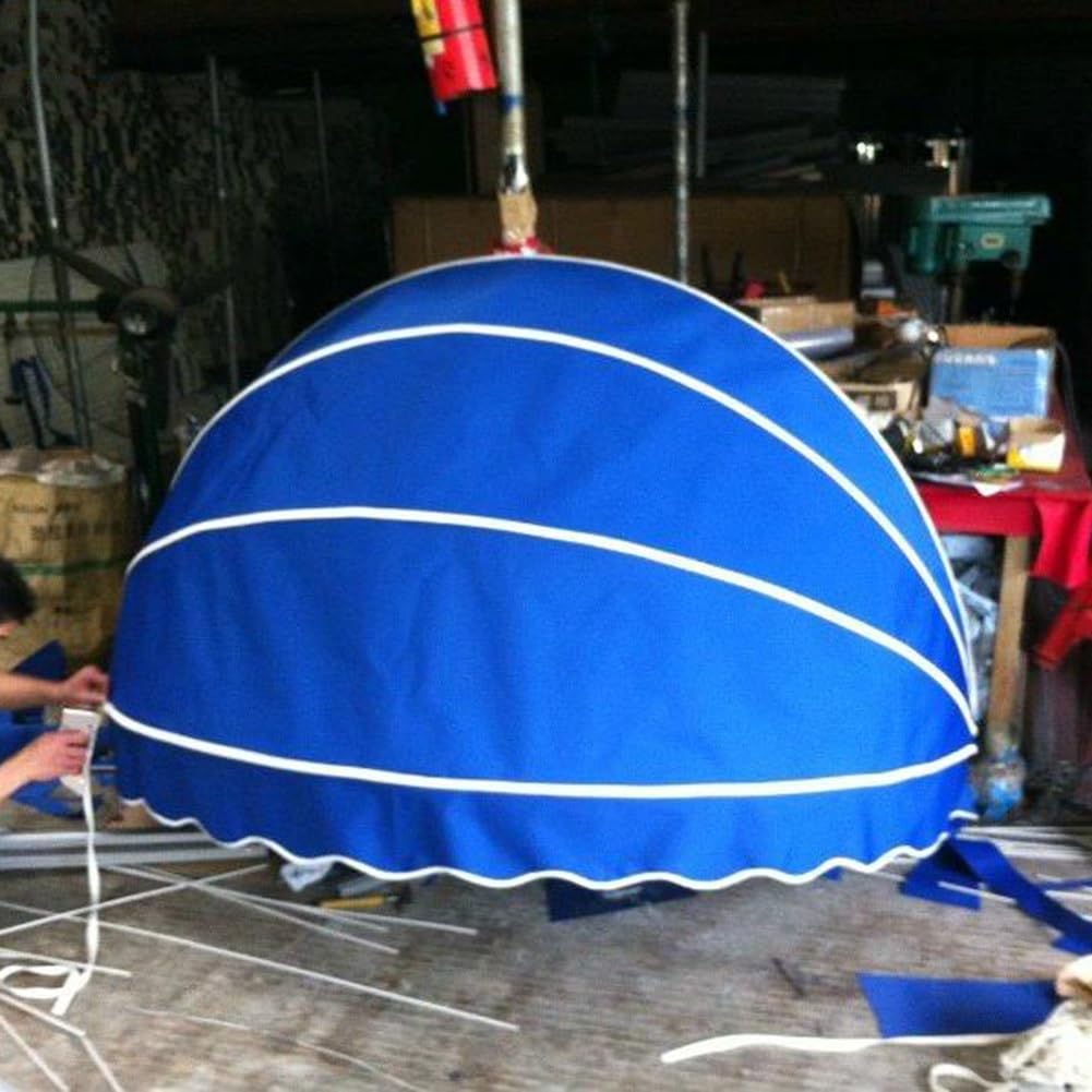 Teleskop-Markise mit blauem Kuppel, für den Außenbereich, französischer Stil, Sonnenschutz, wasserdicht, für Balkon, Garten, Café, Geschäfte, 140 x 60 x 60 cm, Regen- und Schneeschutz