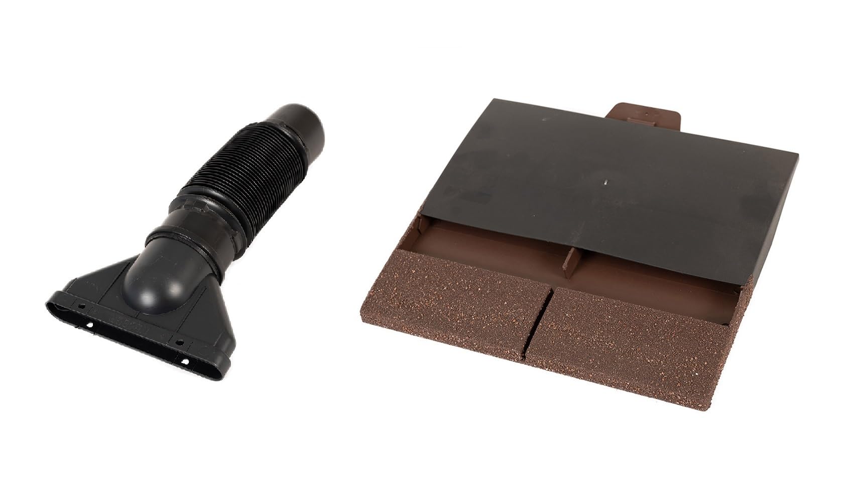 Klober Uni-Plain Tile Vent + Adaptor + Flexi to 100mm (Brown Granular)