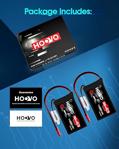 Miniatura 8 de HOOVO 2S LiPo Batería 7.4V 450mAh 30C Batería con JST Plug para RC Helicóptero Quadcopter Pequeño Avión Micro FPV Racing Drone Paquete de 2