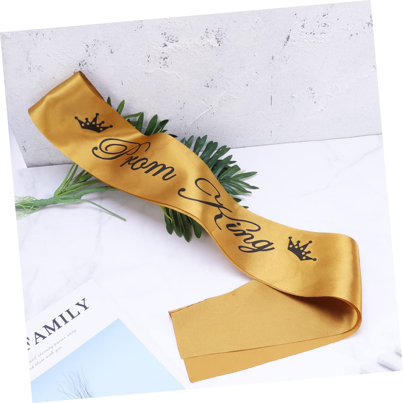 HOOTNEE Gold Prom King Letters Sash Ribbon Party Accessory Shoulder Belt for Princess Party