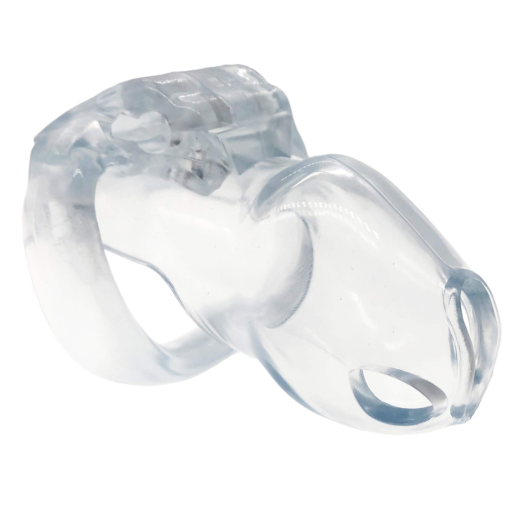 HT-V4 Chastity Cage for Men | 5 Adjustable Wide Rings &amp; 6 Colors | Beginner-Friendly | Adult Sex Toy with Sizing Guide (Transparent, Small)