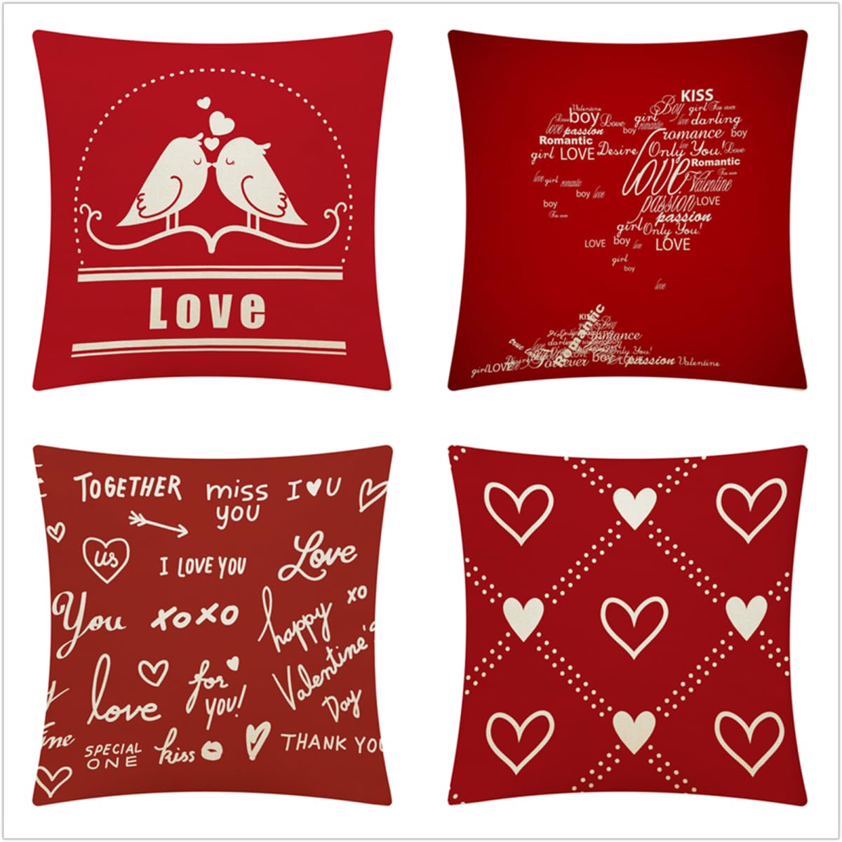 Fundas Cojines 70x70cm,Juego de 4 Fundas de Cojines Modernas Terciopelo Decorativa Hogar Almohadas Fundas para Sala Sofá Cama Decoración para Hogar Amor Rojo