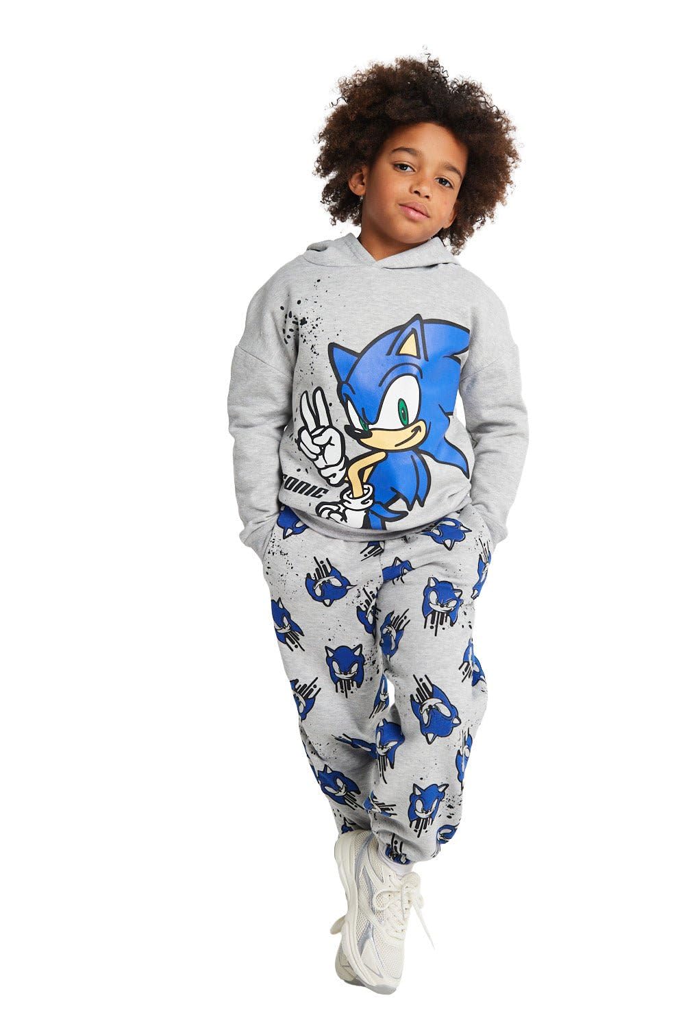 Brand Threads Sonic the Hedgehog Boys Jogger Set, Grey, Size 7-8 Years