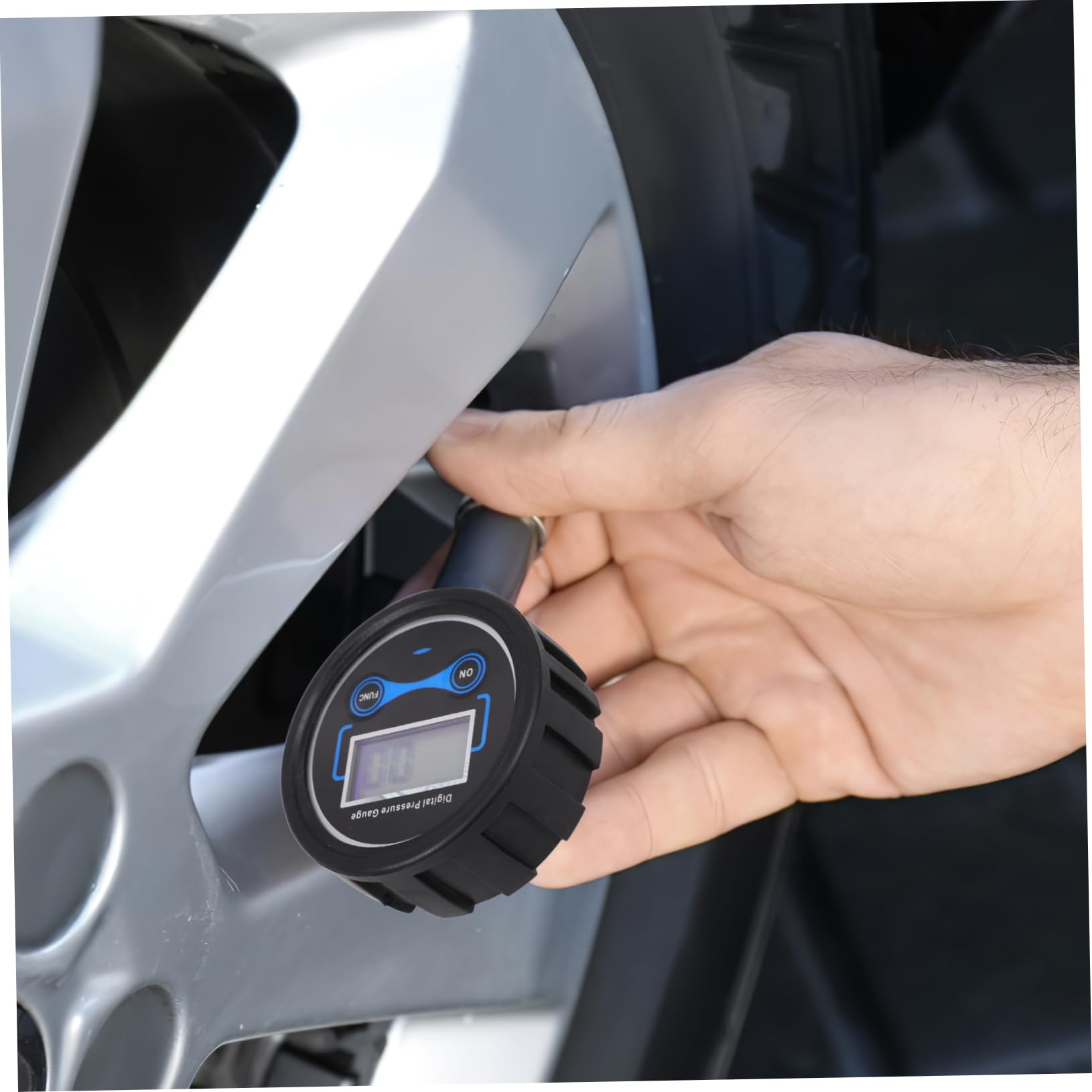 Cabilock 5 Piezas Manómetro de pantalla digital con monitor de presión de coche presión de aire probador de presión de neumáticos de coche medidor de neumáticos de coche el plastico Negro