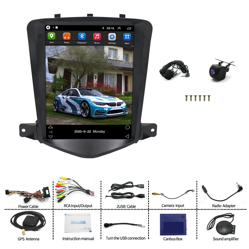 Autoradio 2 DIN Android 14 per Chevrolet Cruze 2008-2015, Schermo Touch 9.7 Pollici 4+64G, Compatibile con CarPlay Wireless e Android Auto, Bluetooth GPS FM/RDS, Navigazione Auto con SWC DSP