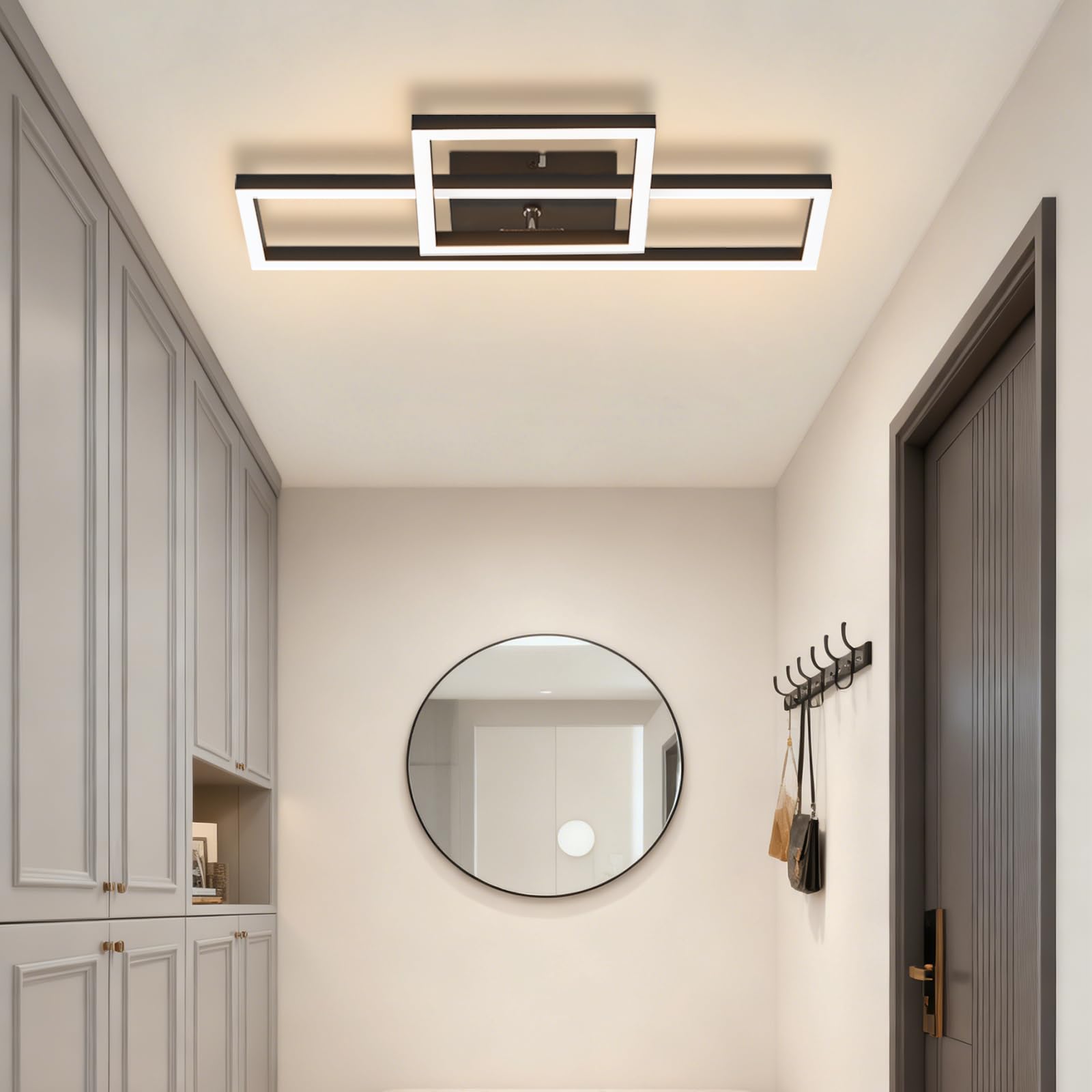 Plafonnier LED noir 20W, design contemporain, 3000K blanc chaud