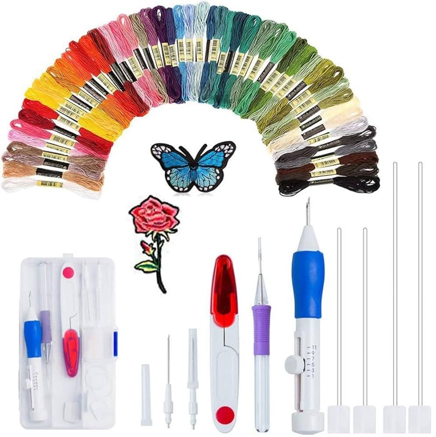 Magic Scissors Threader Set Stitching Punch Pen Needle Tool Kit Sewing Embroider