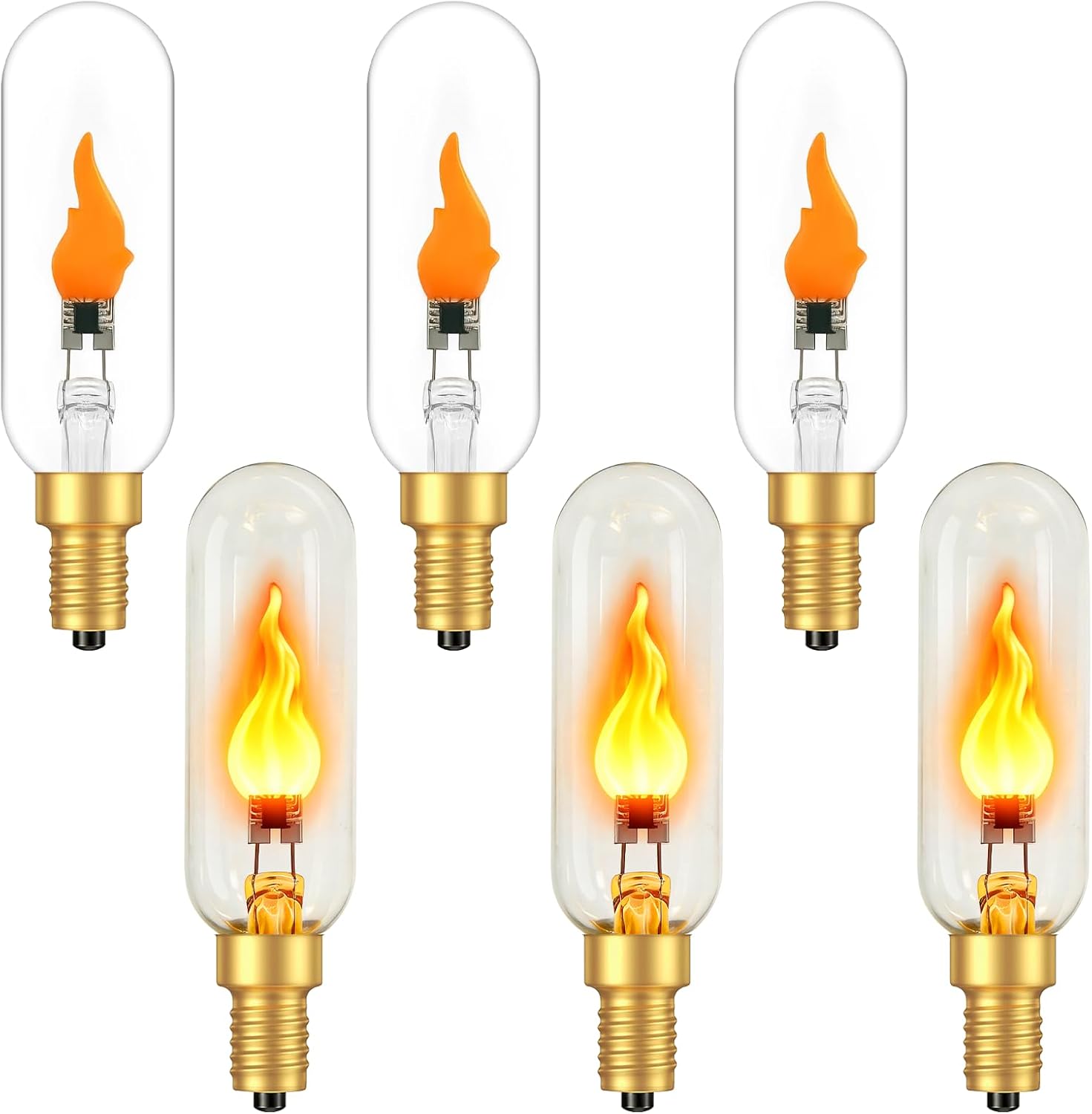 Vicstone E12 Flame Light Bulbs, Flickering Fire LED Bulb, Flame Bulb for Indoor Outdoor Halloween Christmas Decorations, Candelabra Chandelier Lantern Porch Patio Lamp Replacement, 6