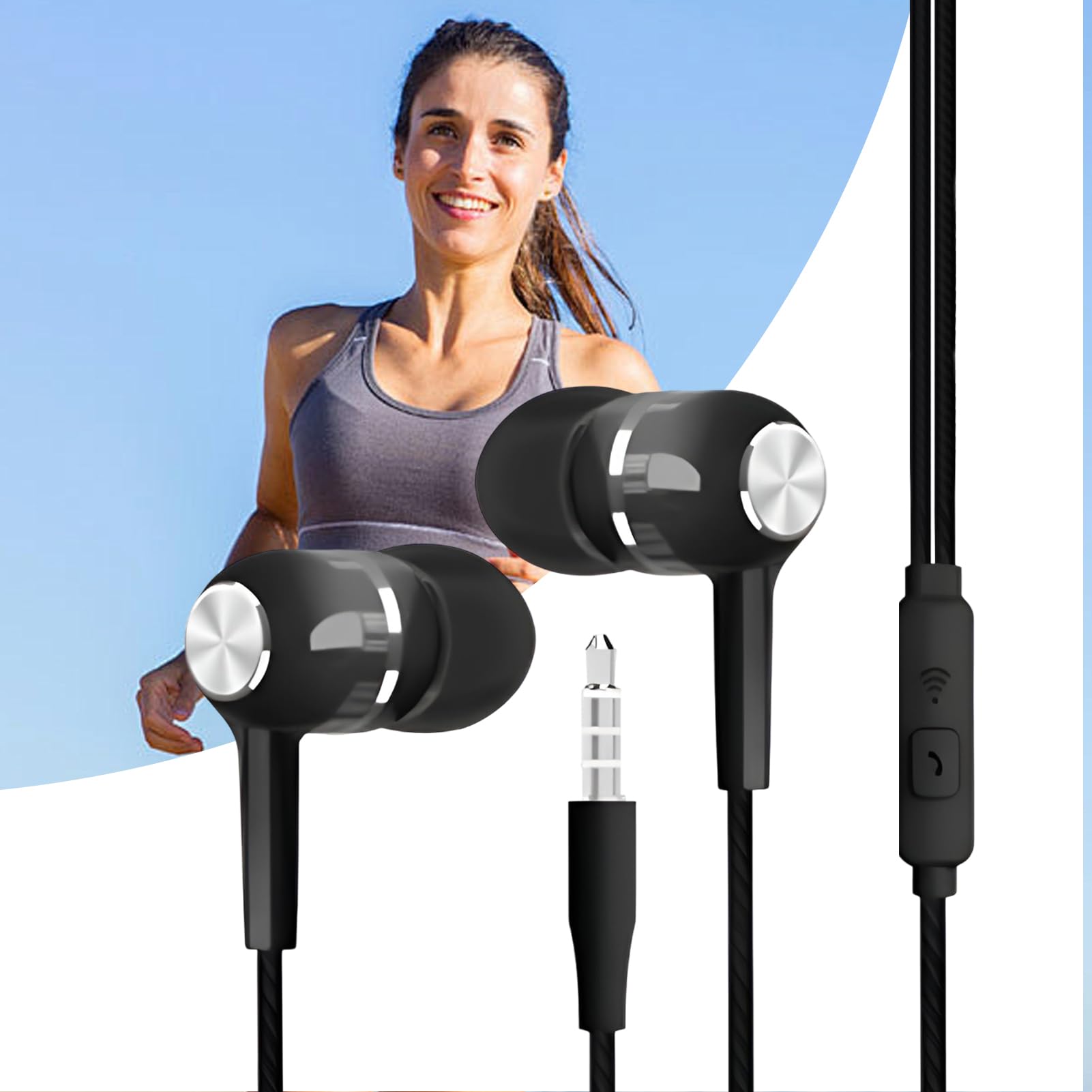 Kabelgebundene Kopfhörer | Kopfhörer mit integriertem Mikrofon | 3,5 mm Klinkenstecker HiFi-Sound für Reisen, Musik, Spiele, Sport, Aufnahme, Studio