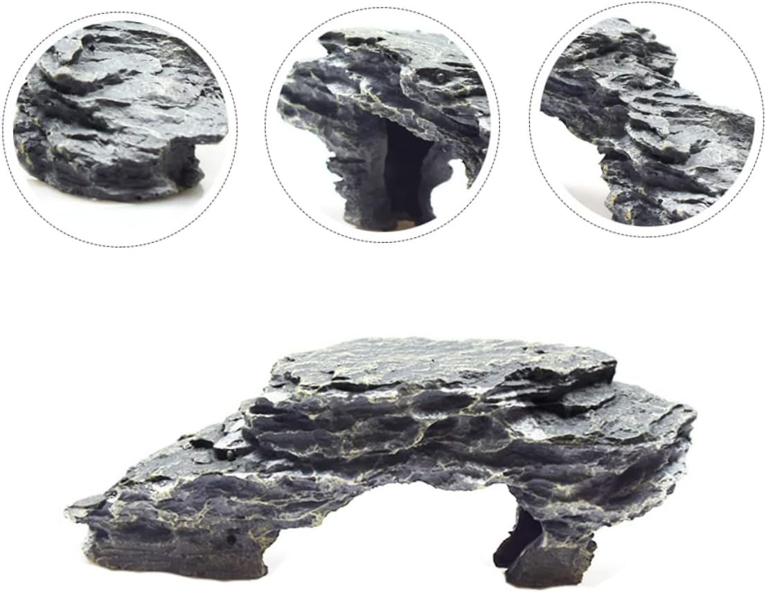 POPETPOP 1pc Turtle Basking Platform Realistic Reptile Simulation Stone for Tortoise Resting Climbing and Hiding Aquarium Tank Natural Decor for Reptile Habitat