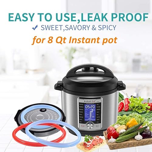 Miniatura 8 de Instant Pot - Anillos de sellado de silicona de 8 cuartos de galón, 8 cuartos de galón, silicona de grado alimenticio para Instant Pot Duo de 8