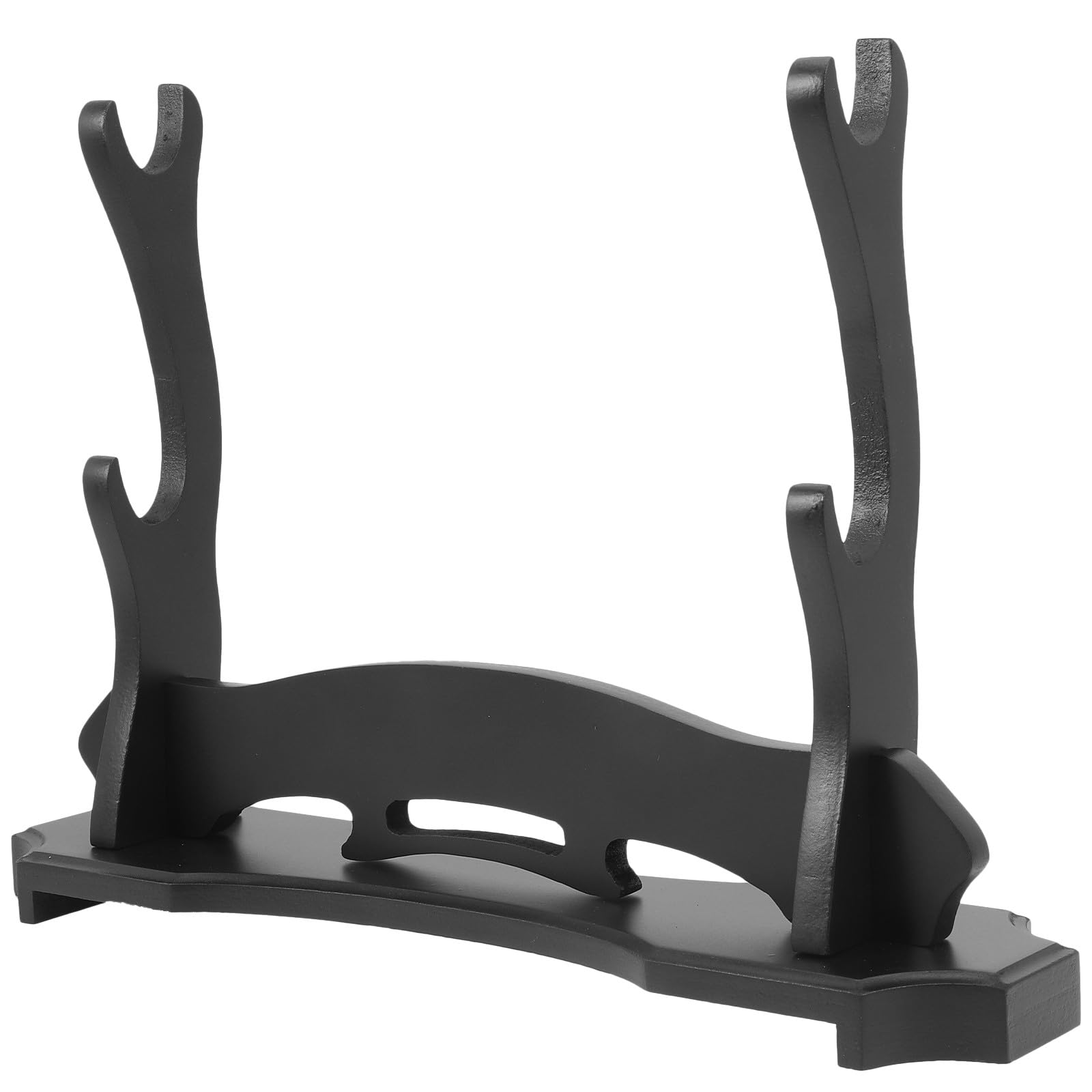 ifundom Soporte de Espada de Madera Negro para Exhibición y Almacenamiento | Tablero de Densidad, Estilo Simple y Bonito, Base Estable, Uso para Flauta y Bambú