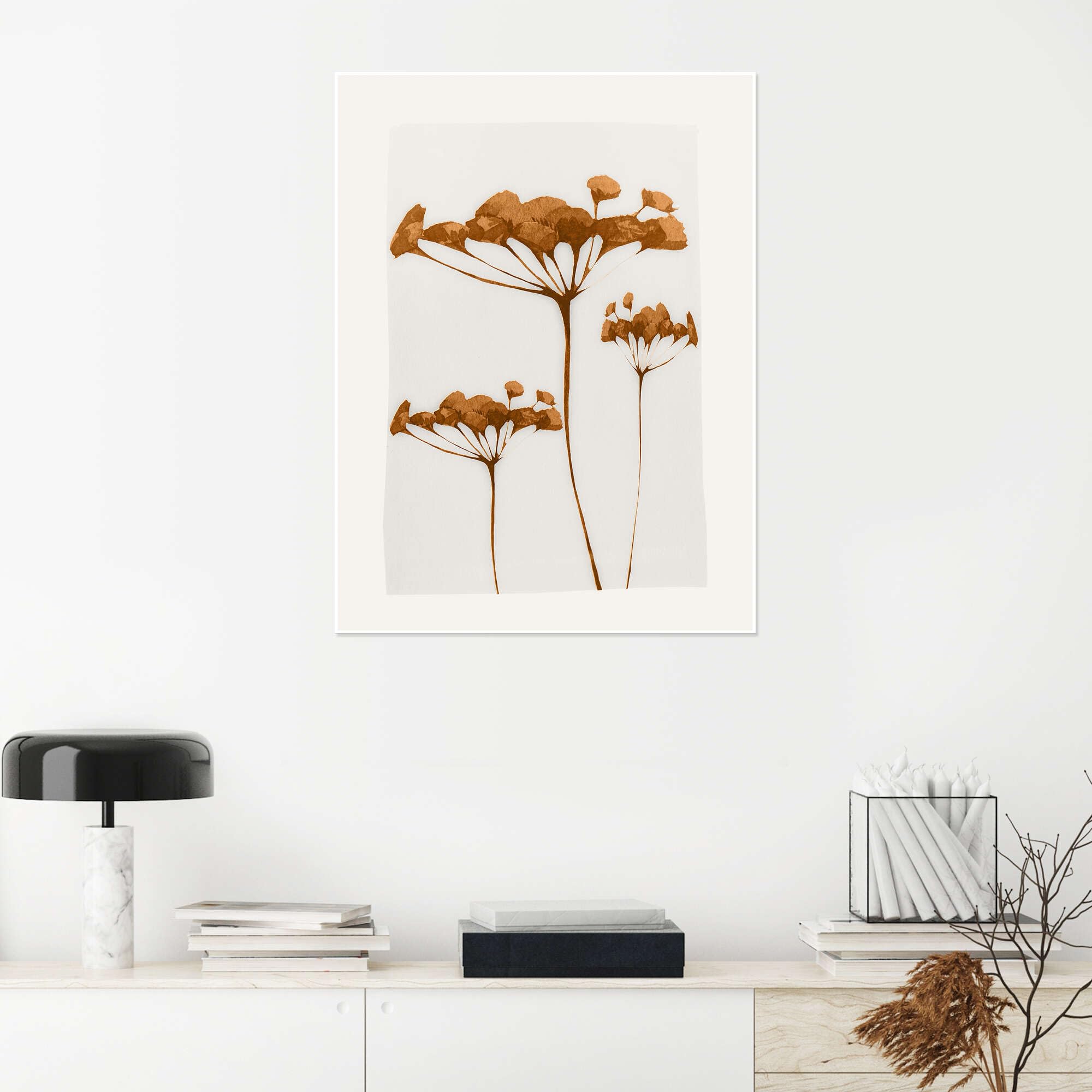 Minimal Plant IV Plakat | 100 x 130 cm ThingDesign Złoty Obrazy Dekoracja ścienna