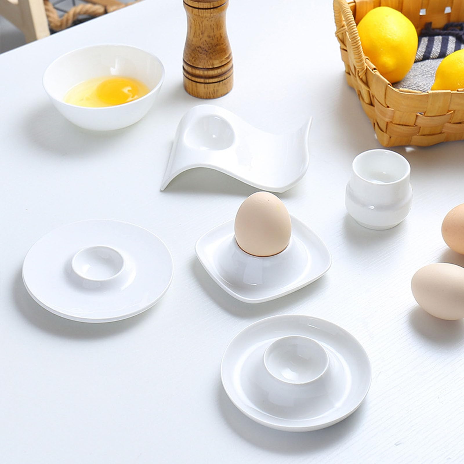 Lot De 8 Coquetiers En Porcelaine Pour Œufs à La Coque | Petit Déjeuner, Ustensile De Cuisine Pratique - 3