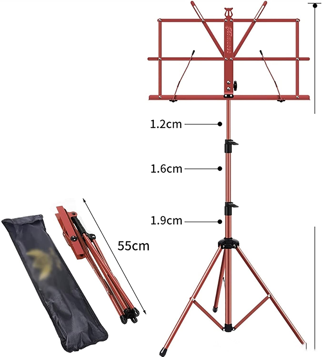 Leggio per spartiti con Altezze Regolabili, Supporto per spartiti, leggio Portatile Pieghevole in Metallo, leggio Leggero per la casa (Braun)