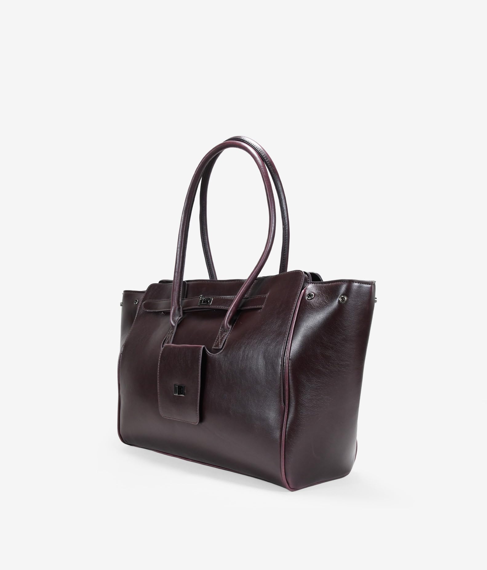 BOSANOVA Bolso de Hombro Estilo Shopper para Mujer con cinturón y Bolsillos Decorativos. Asas de Colgar y Cierre con Cremallera. Burdeos U