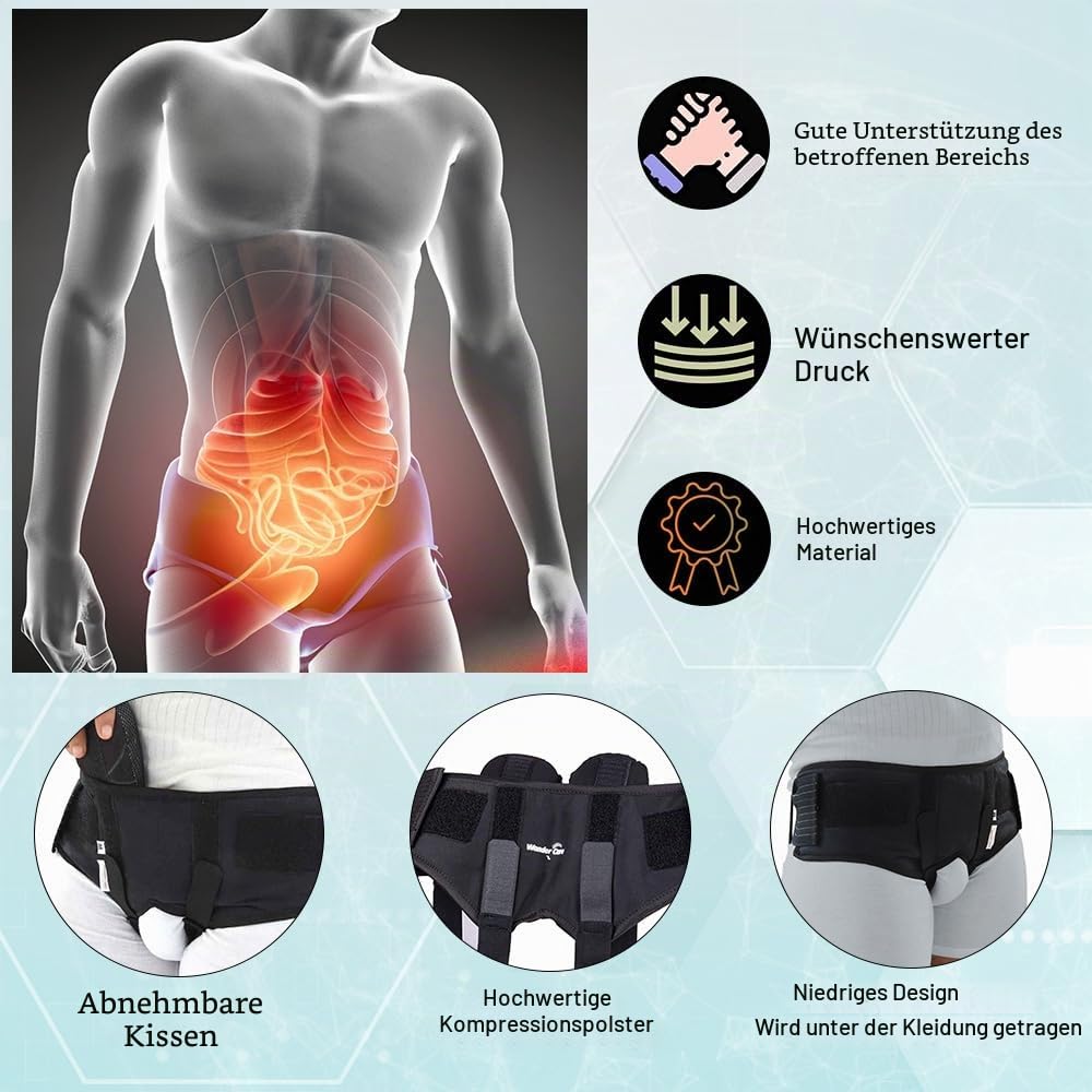 Wonder Care - Schwarz leistenbruchgürtel für männer bruchband leistenbruch slip bandage Hernie Truss Brace Klammer Small