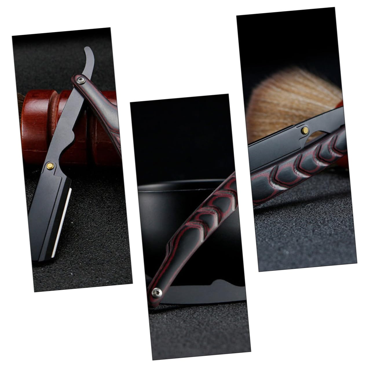 FRCOLOR 3 Pièces Pliant En Acier Inoxydable Élastique Pour Cheveux Tondeuse À Barbe Support De Coiffure Outil De Coupe De Barbe Cadeau De Fête Des Pères Rasoir À Main