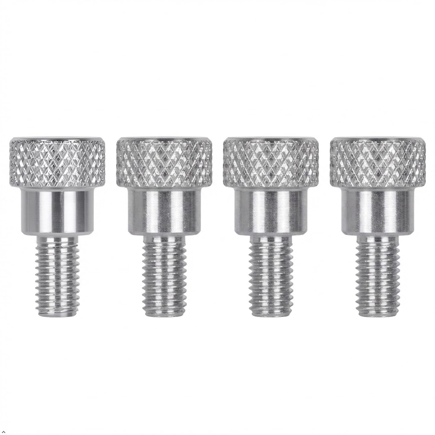 PrecisionGeek® Aluminium Rändelschrauben mit Bund, CNC gefräste eloxierte Flachkopfschrauben für Elektronik, Maschinenbau und DIY (M5 x 10mm | Ø10mm Kopf | Aluminium Natur | 4er-Pack)