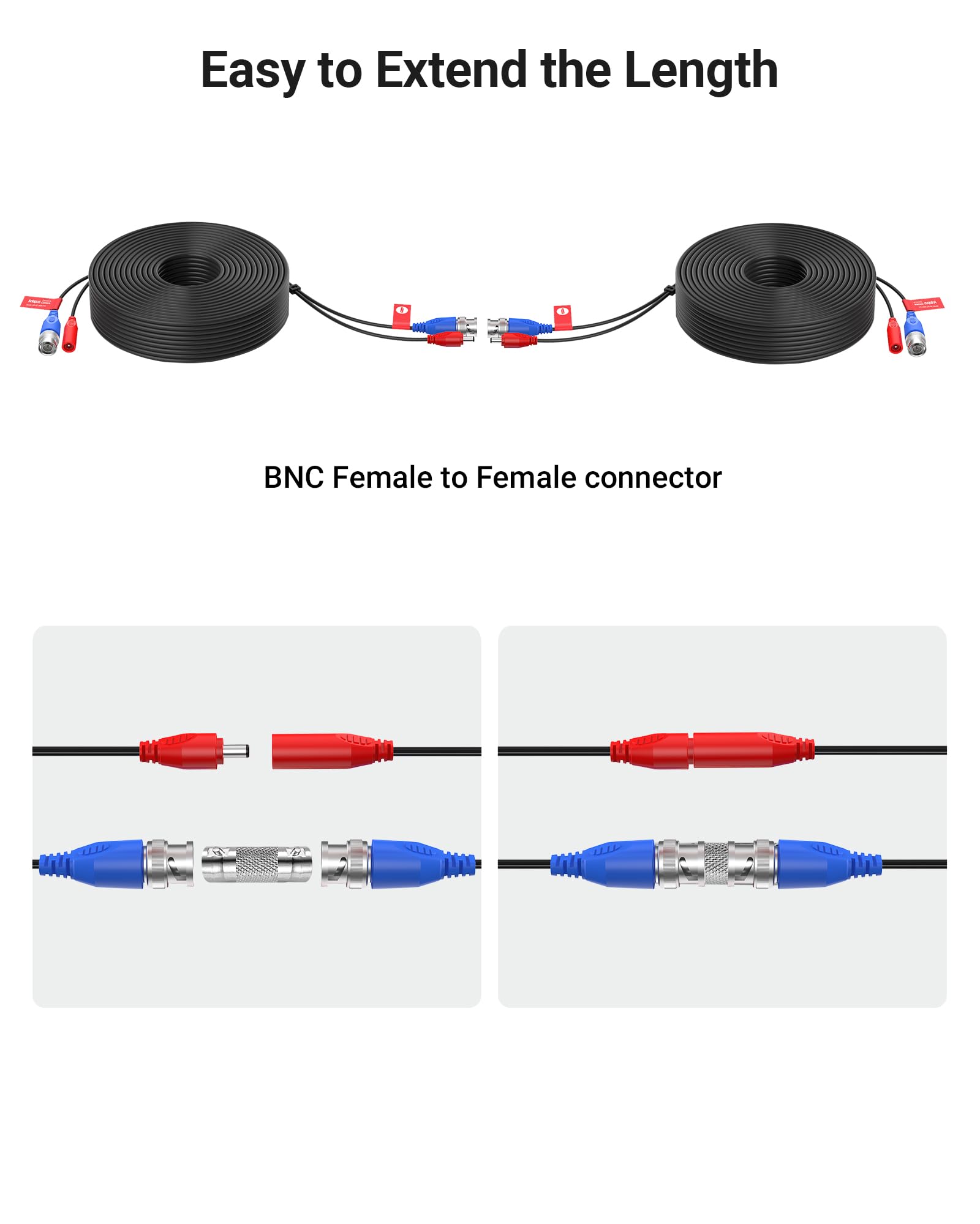 Anlapus 4 Stück 30 Meter AHD/TVI/CVI Vorgefertigt Kabel BNC Video & Power Verlängerungskabel für CCTV System von 960 H bis 1080P Auflösung