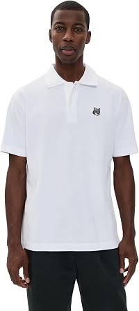 Maison Kitsune Mens Grey Fox Head Patch Comfort Polo