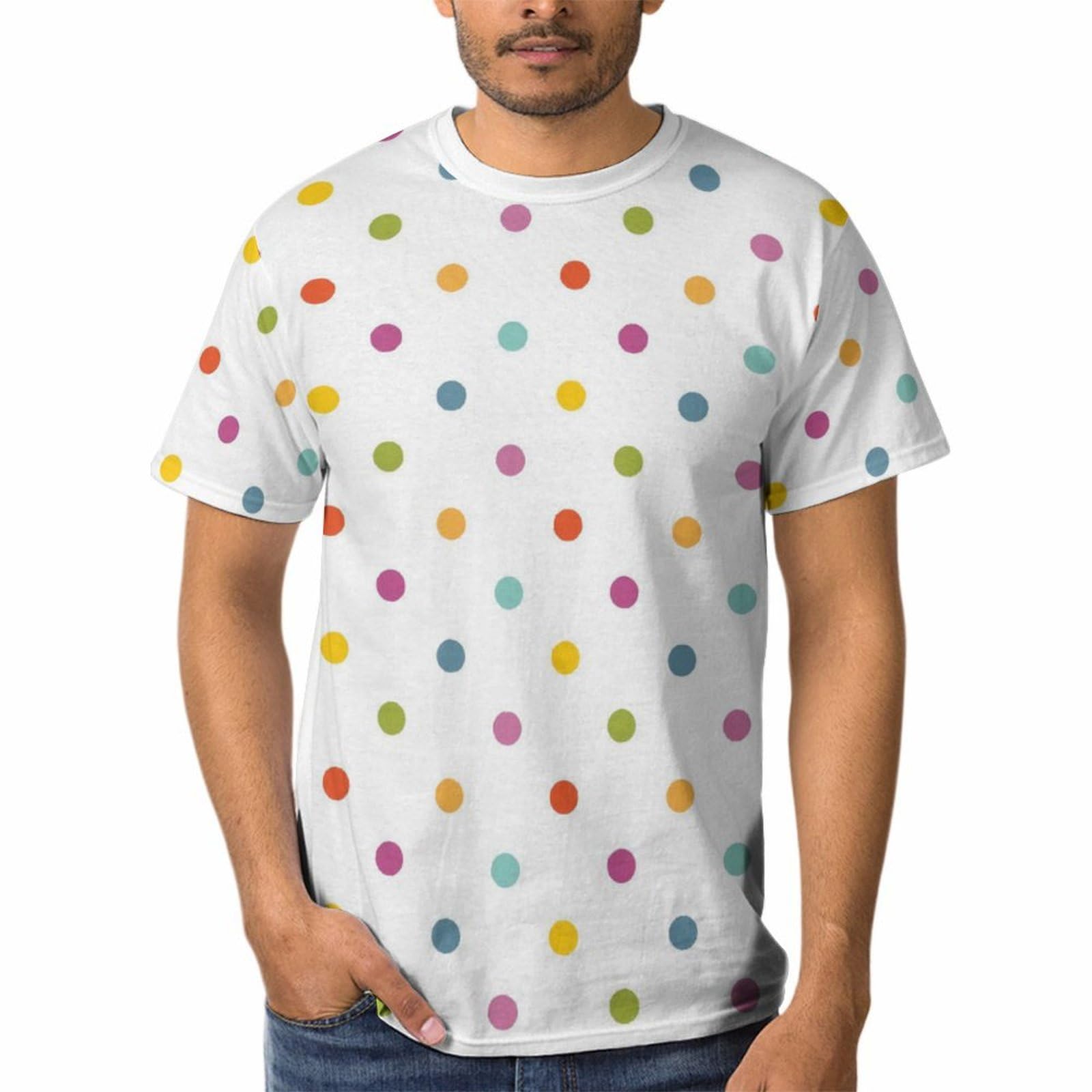 Amazon.co.jp: メンズ Tシャツ カラフル 水玉 ドット 半袖 大きい
