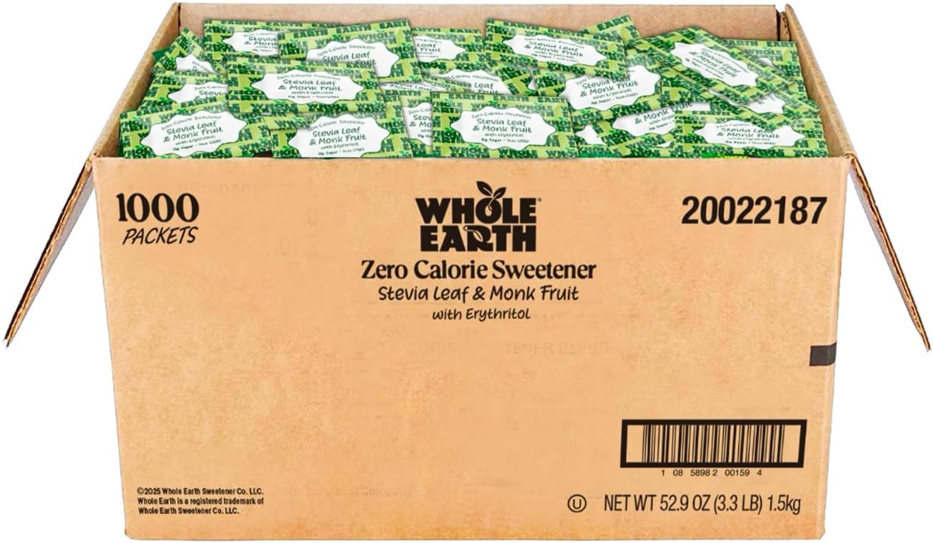 Sweetener Co. Stevia and Monk Fruit Sweetener, Erythritol Sweetener, Sugar Substitute, Zero Calorie Sweetener, 1,000 Stevia Packets (Packaging May Vary), 70.54 Ounce