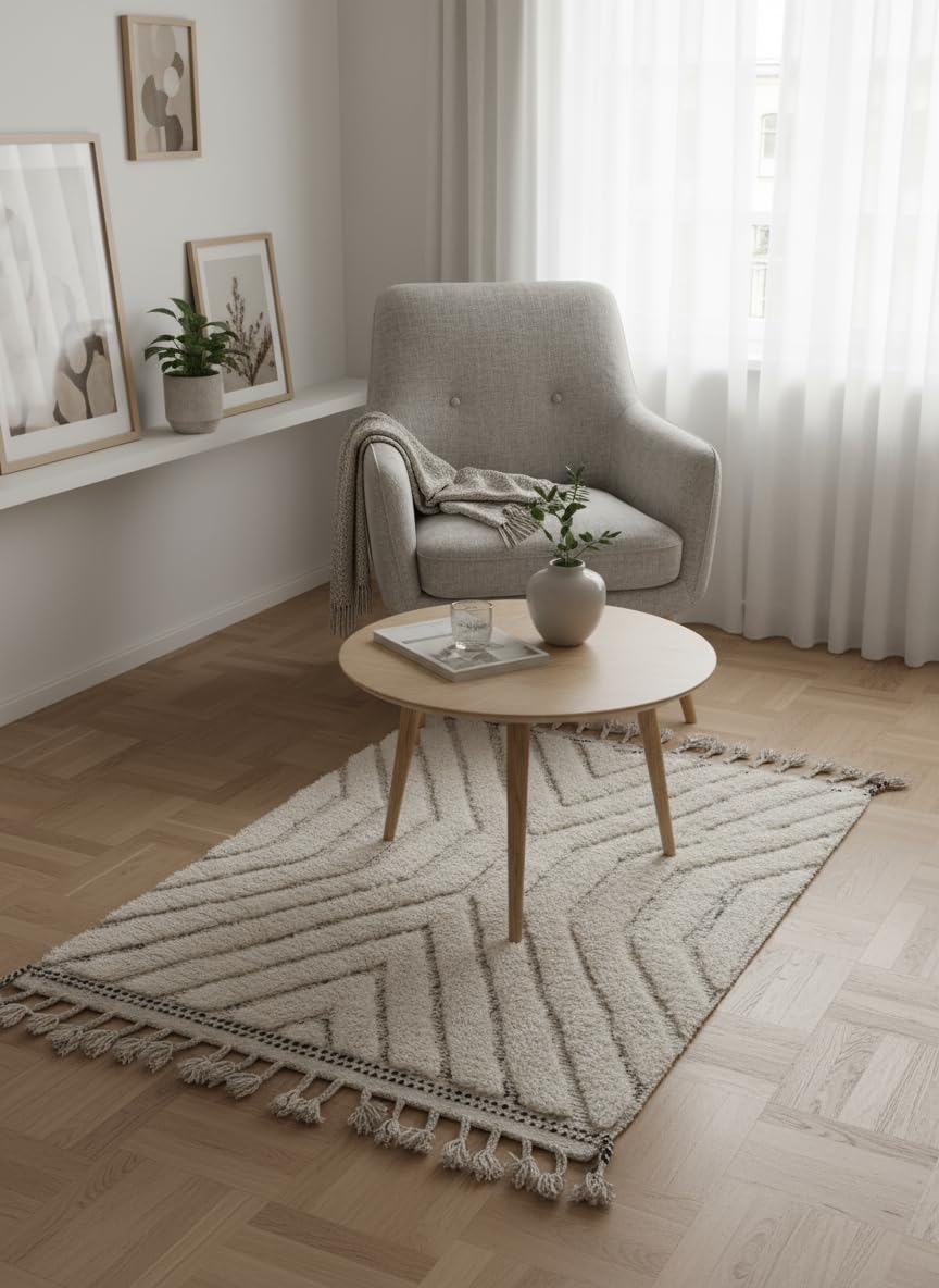 Tapis berbère Azilal marocain en Laine – 100x150 cm – Fait Main – Tapis de Salon, Chambre ou Bureau – Déco Ethnique Chic