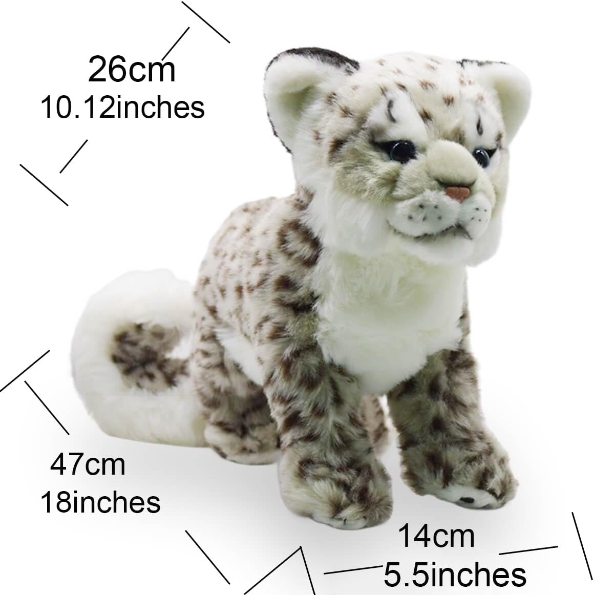 Snow Leopard Stuffed Animals Plush Toy, 18 Inches Realistic White Leopard Plushies