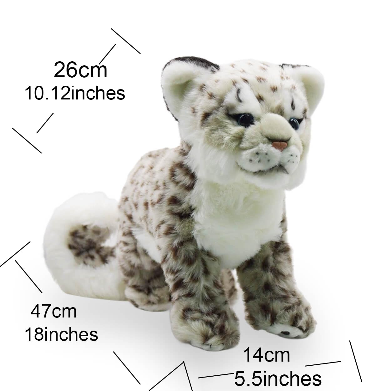 keaiart-ly Snow Leopard Stuffed Animals Plush Toy, 18 Inches Realistic White Leopard Plushies
