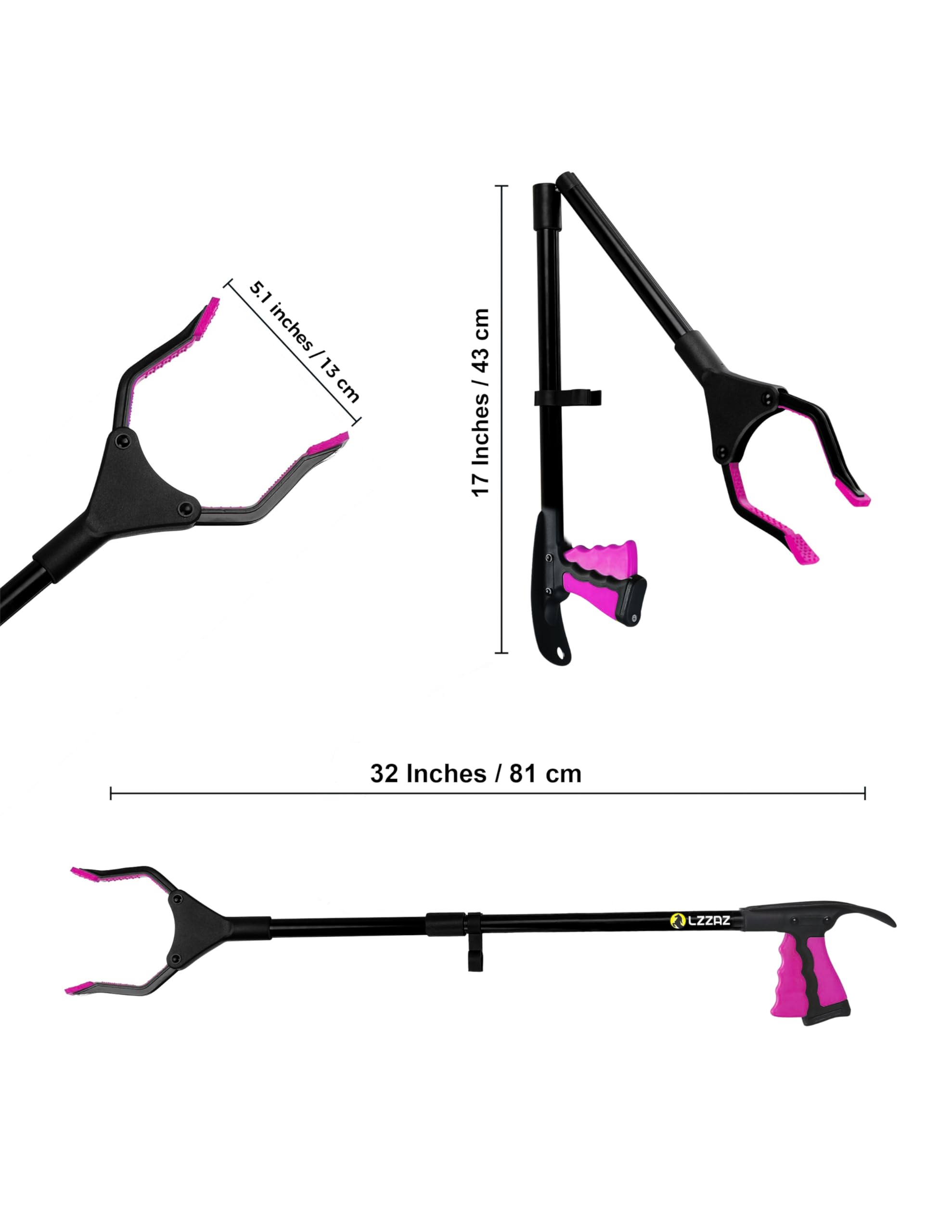 Ramasse-litière de qualité supérieure de 81,3 cm avec chausse-pied, bâton de préhension polyvalent pour aide à la mobilité réduite, aide à la mobilité, aide aux personnes handicapées, aide à la