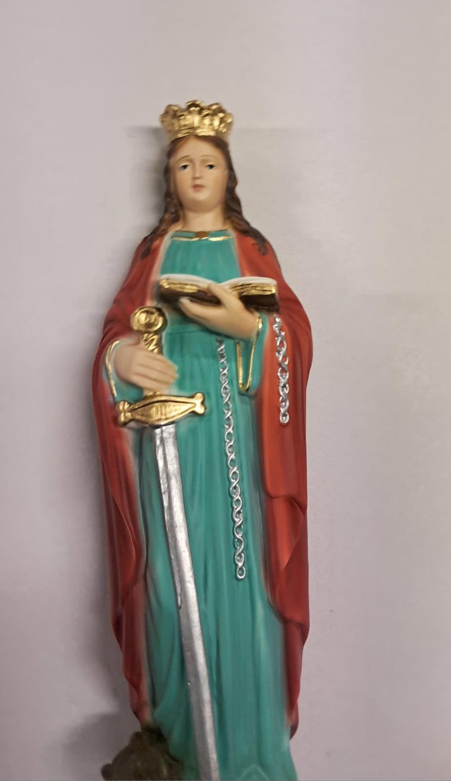 Generico ArteSacraCaravaggio Statua di Santa Dymphna cm 30 (11,81 inches) in marmo resina piena decorata a mano di produzione artigianale italiana