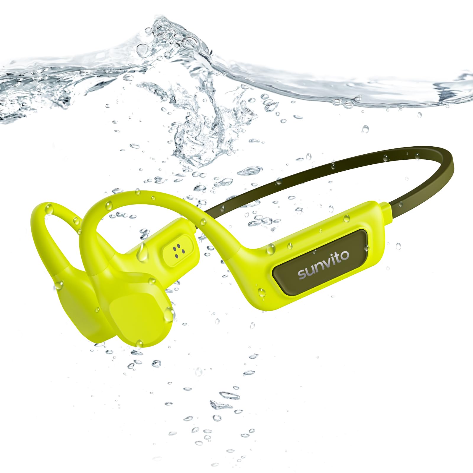 sunvito Knochenleitungs-Schwimmkopfhörer, Drahtlose IPX8 wasserdichte Kopfhörer, Bluetooth 5.4 Offene Sportkopfhörer
