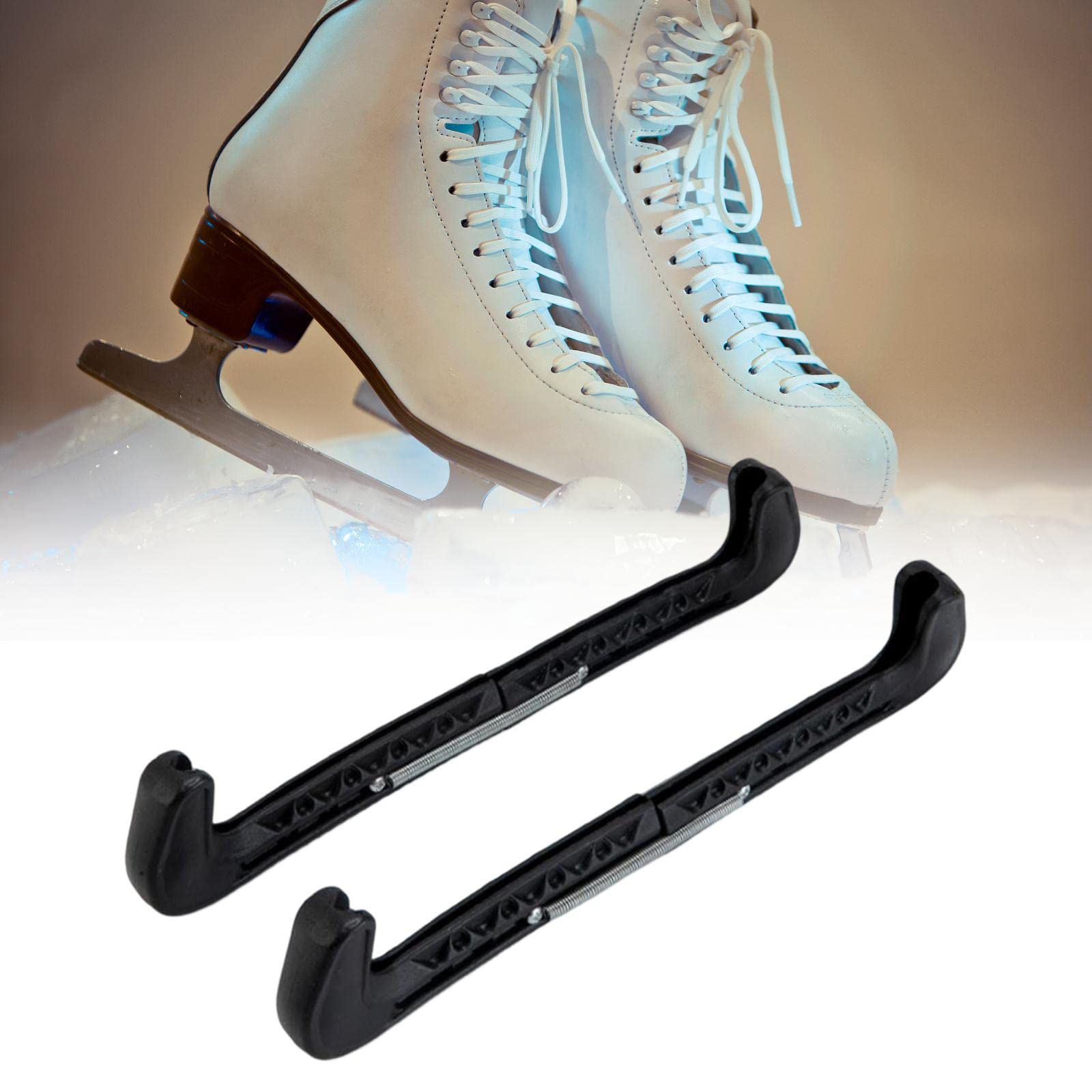 Deevoka 2pieces Ice Skate Blade Covers Universal Protective Ice Skate Guards for Figure Skating Sports Practice Aid Boys Girls Accessories, Black