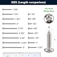 Vista 5 de Tornillos para madera Phillips de acero inoxidable #6 x 1/2" (paquete de 100), acero inoxidable 304 (18-8), tornillos de chapa de cabeza plana