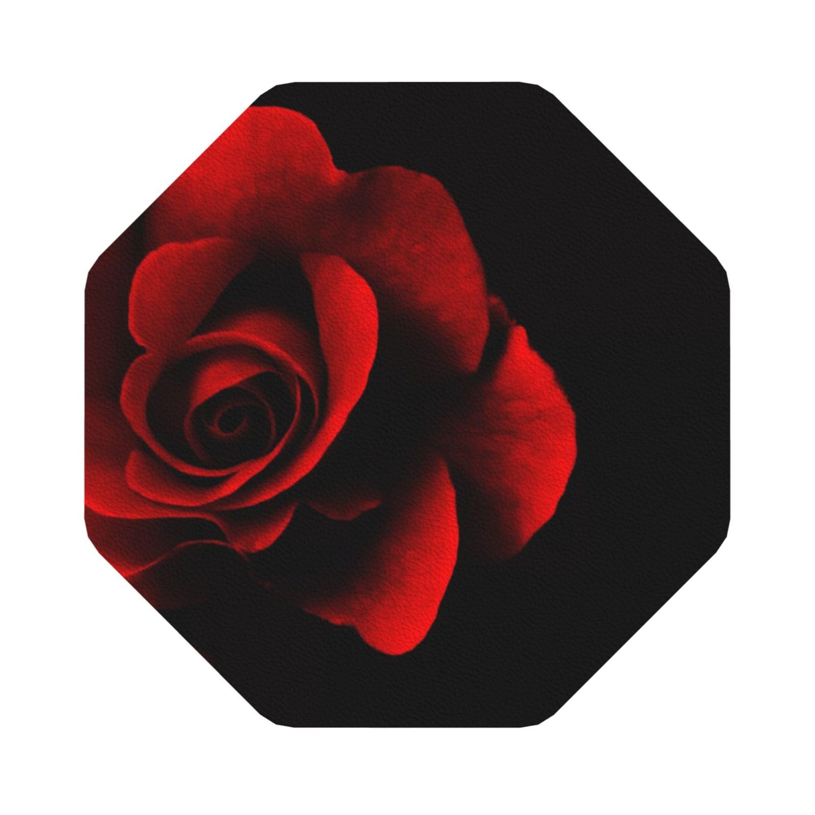 Red Rose PU Leather Coasters Set of 6 Octagon Drink Coasters
