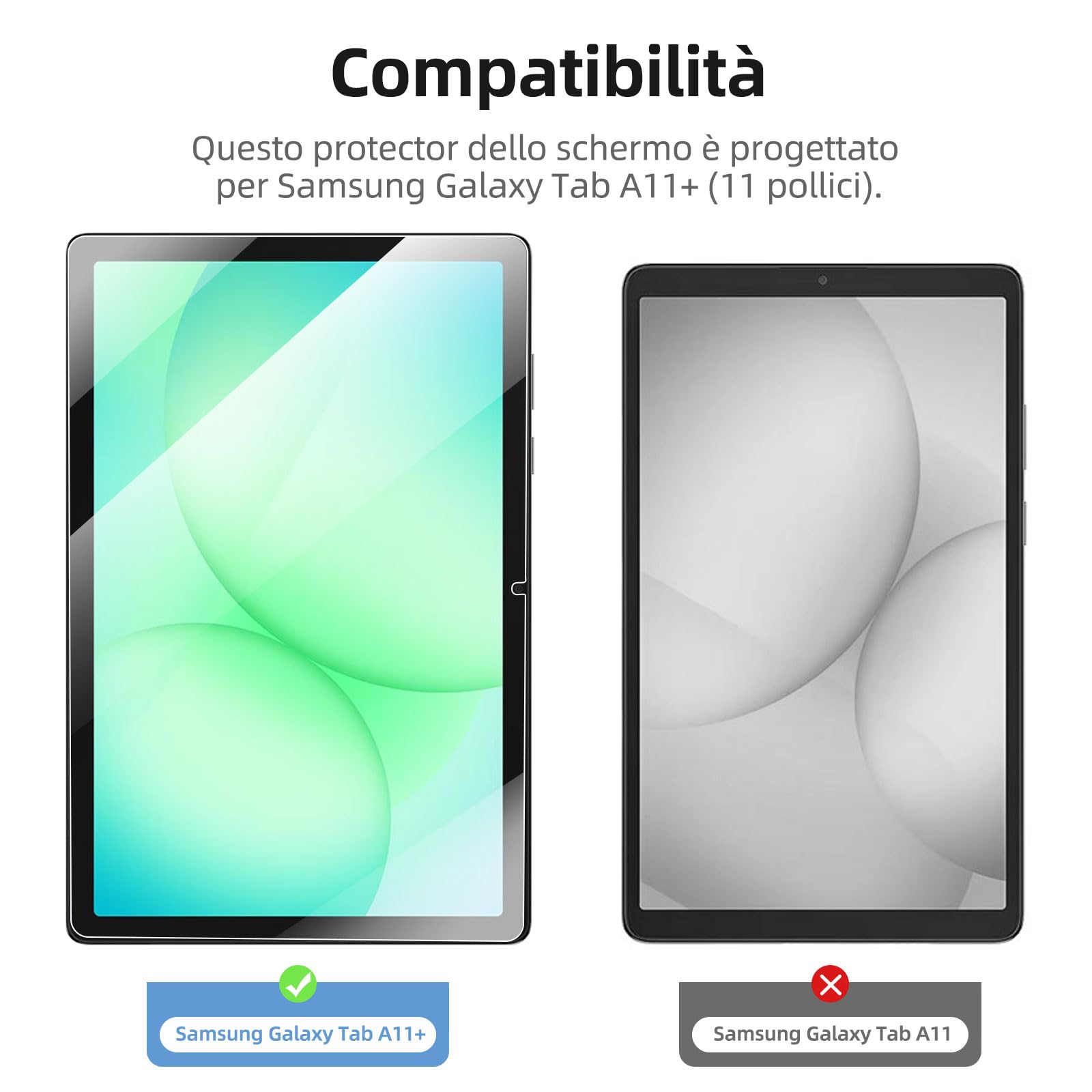 NEW'C Pellicola Protettiva Vetro Temperato 9H per Samsung Galaxy Tab A11+ 11 Pollici