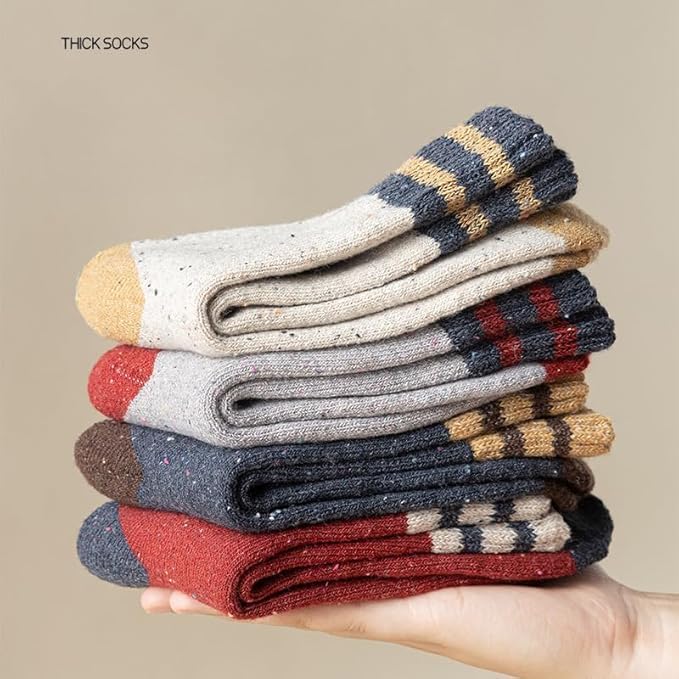 Image of Kelabia Vintage Thick Knit Wool Socks for Women Men Nordic Winter Cottagecore Warm Soft Socks