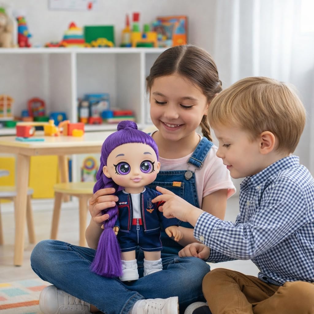 Muñeca de dibujos animados cantando de 26 cm con ojos 5D, muñeca de personaje de moda con compañero tigre azul, para fans de muñecas, regalos de cumpleaños