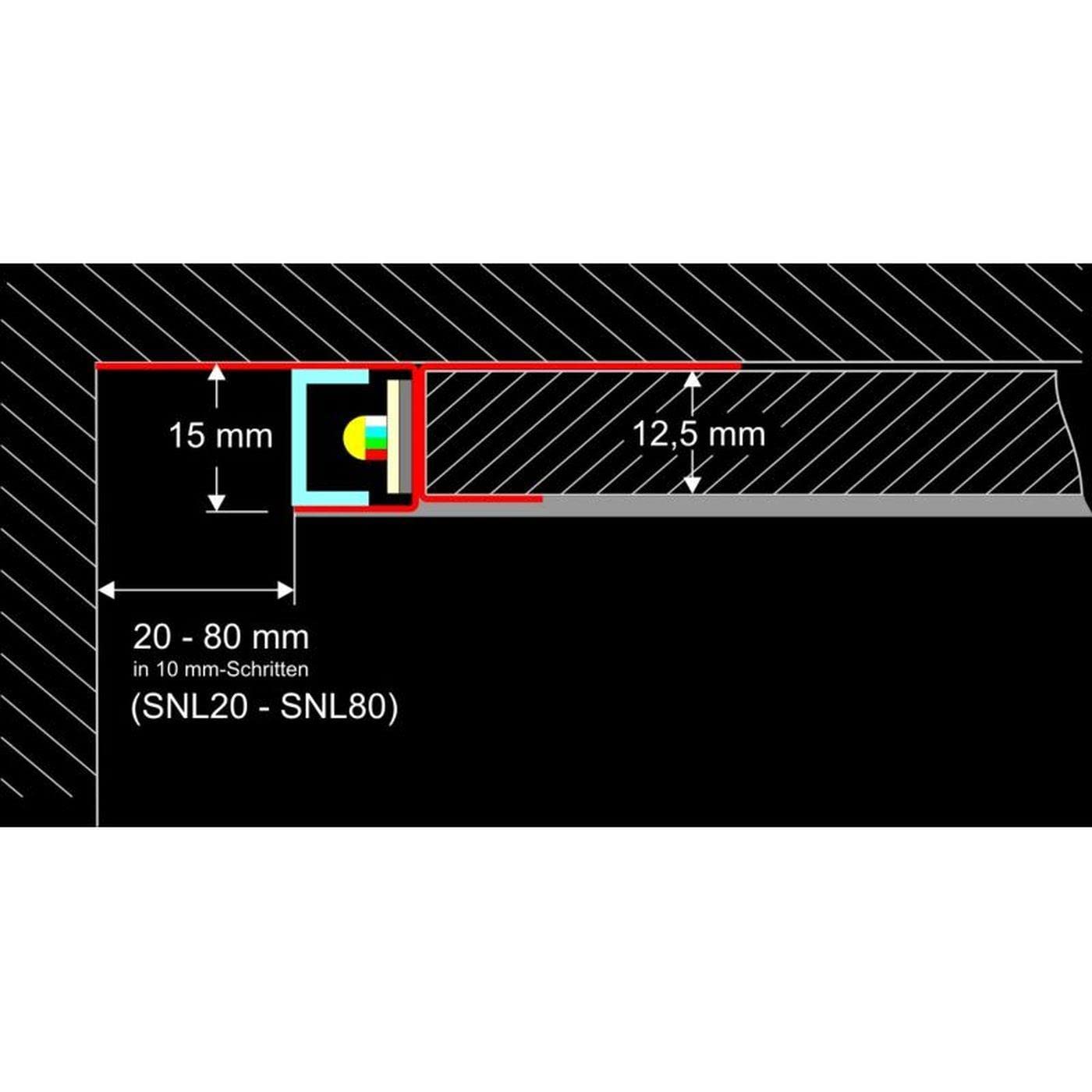2m LED Trockenbauprofil SNL 50mm Sichtschenkel für Gipskartonplatten Stahl Zinkblech
