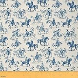 Feelyou Western Fabric by The Yard Kids 1 Yard Cowboy Upholstery Fabric for Chairs Teens Boys Girls Wild Rodeo Cowboy Waterproof Outdoor Fabric Grunge Design Reupholstery Fabric Decor Galloping Horse