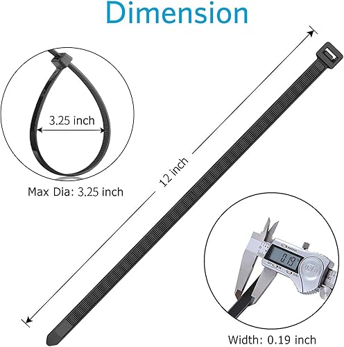 Miniatura 4 de Karoka - Bridas de 12 pulgadas paquete de 100 color negro 50 libras resistentes a los rayos UV para uso en interiores y exteriores