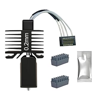 0.2mm All-Metal Hotend Kit for Bambu Lab P1S/P1P, Upgraded One-Piece Design with Hardened Steel Nozzle, High-Temp Thermistor, Enhanced Heat Block, and 2 Silicone Cleaning Brushes