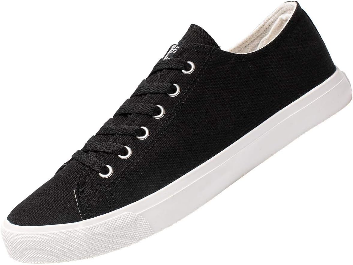 Fear0 Unisex True to Size Black White Tennis Casual Canvas Sneakers Shoes for Mens 11.5 D(M) US Men