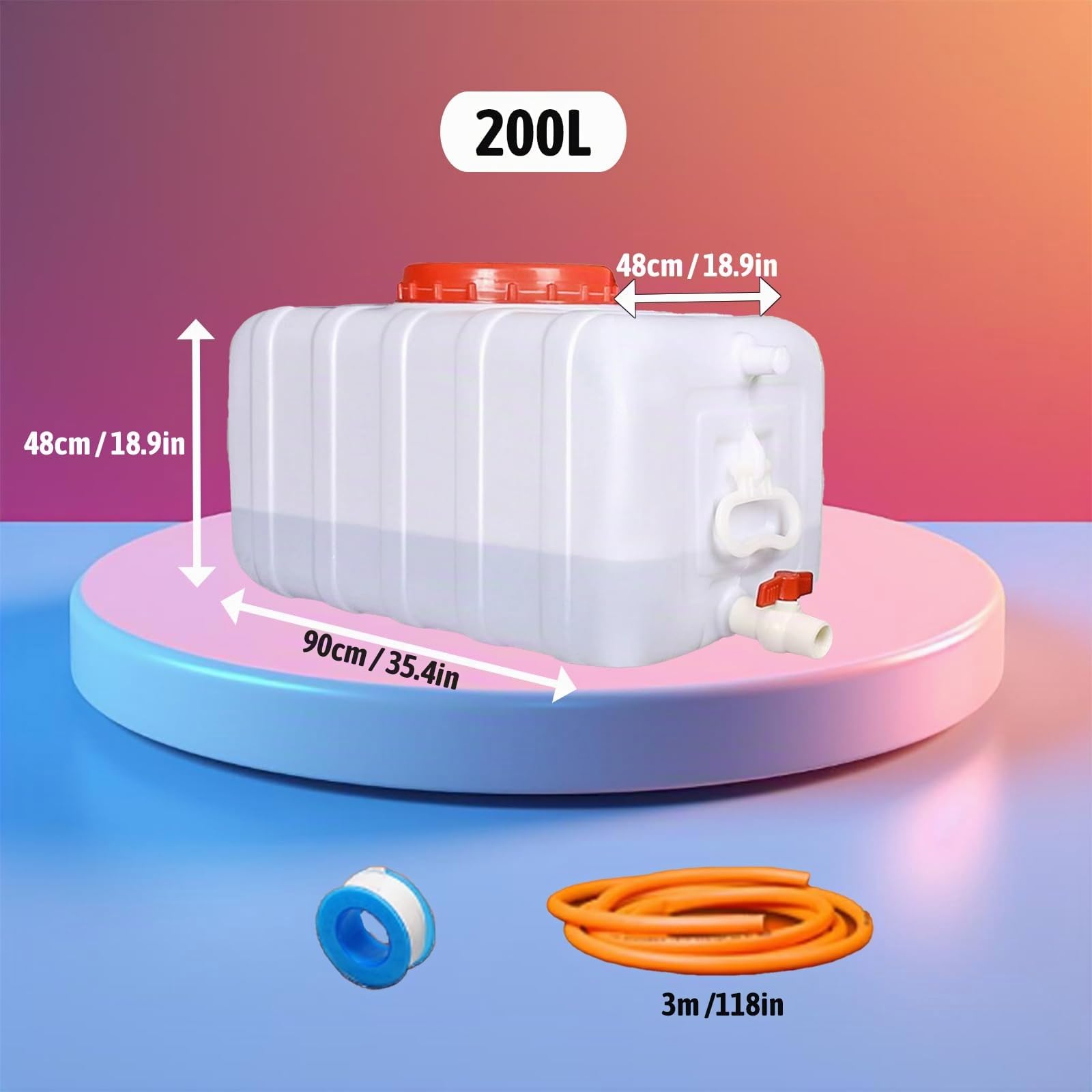 Contenedor De Agua Alimentario De HDPE Cuadrado, Tanque De Gran Capacidad con Asa Reforzada, 2,8 Mm De Grosor Estanco para Hogar, Camping, Autocaravanas Y Exteriores(Size:200L)